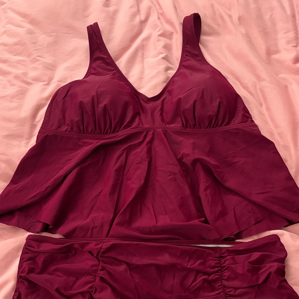 Women's Plum Tankini Top and Bottom Swim Set